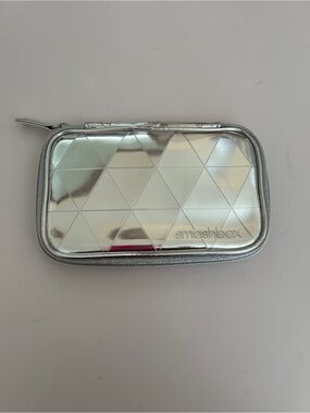 Smashbox Silver Geometric Metallic Makeup Travel Case | Brand New